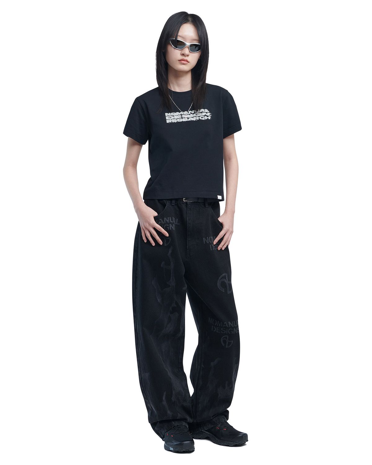 노매뉴얼(NOMANUAL) FLAME DENIM PANTS - WASHED BLACK
