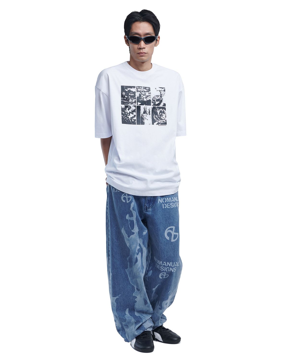 노매뉴얼(NOMANUAL) FLAME DENIM PANTS - WASHED BLUE