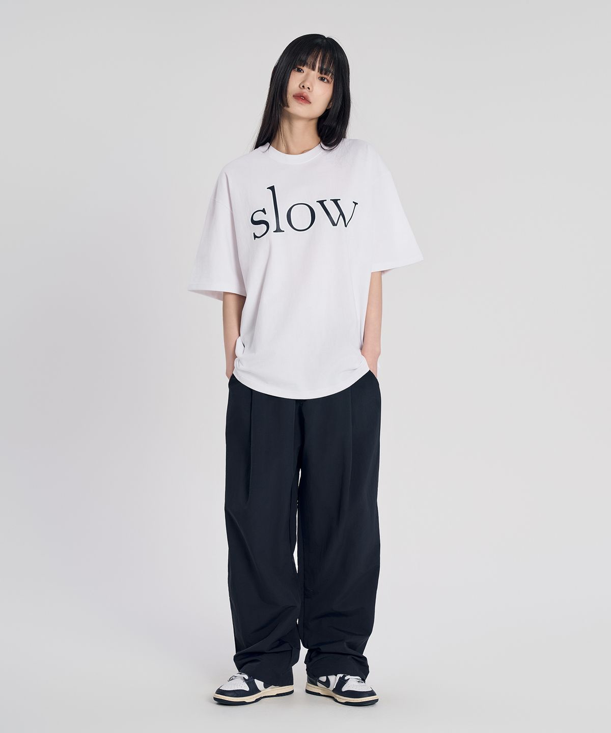슬로우 레코드 하우스(SLOW RECORD HOUSE) 슬로우 나염 반팔 티셔츠_화이트
