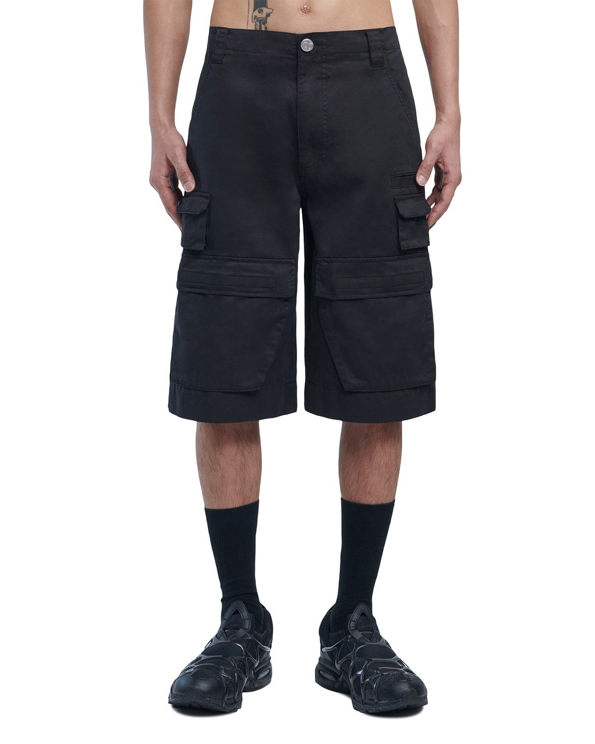 노매뉴얼(NOMANUAL) B.M CARGO SHORTS - WASHED BLACK