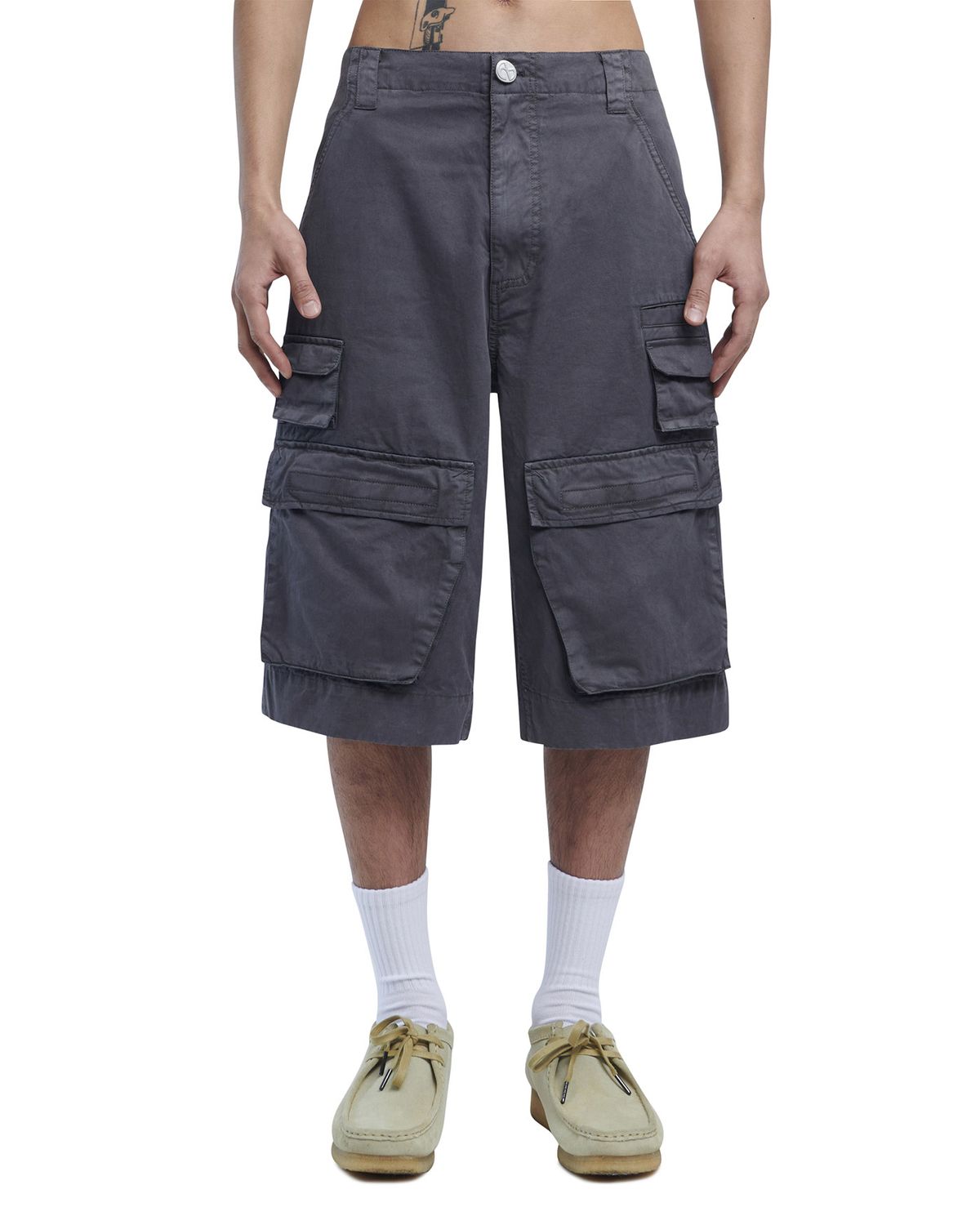 노매뉴얼(NOMANUAL) B.M CARGO SHORTS - WASHED CHARCOAL