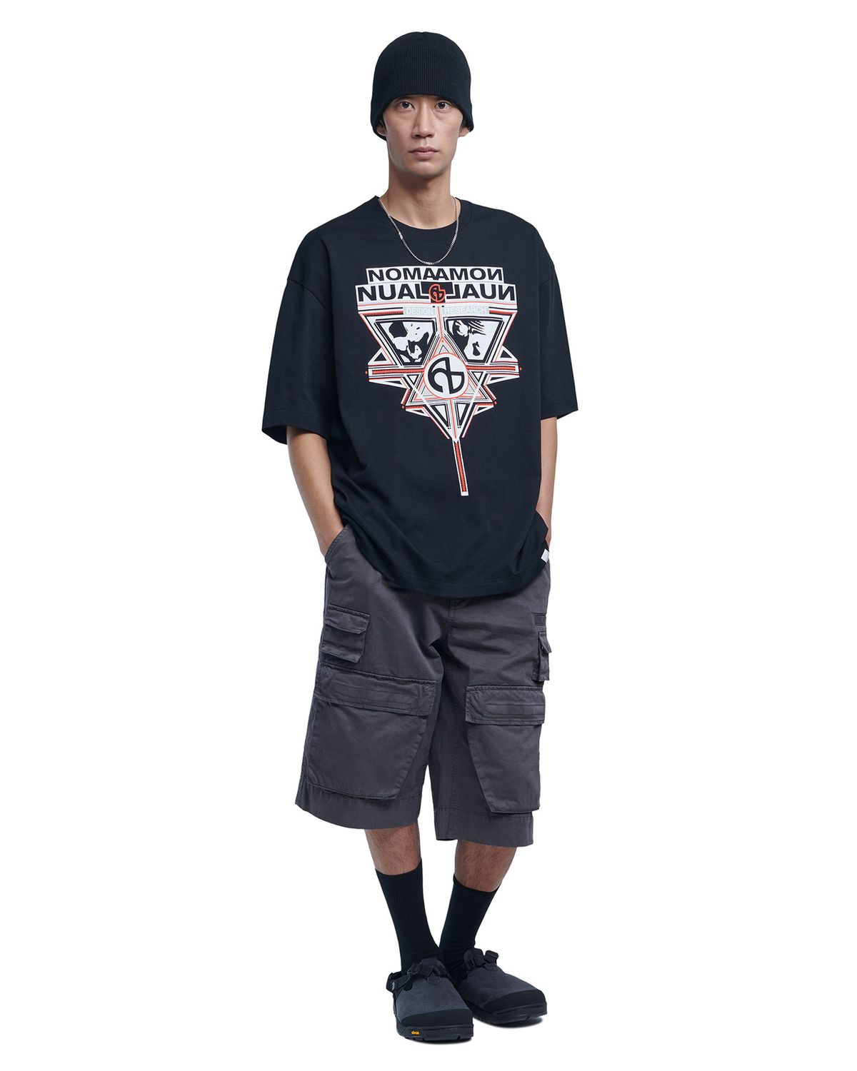 노매뉴얼(NOMANUAL) B.M CARGO SHORTS - WASHED CHARCOAL