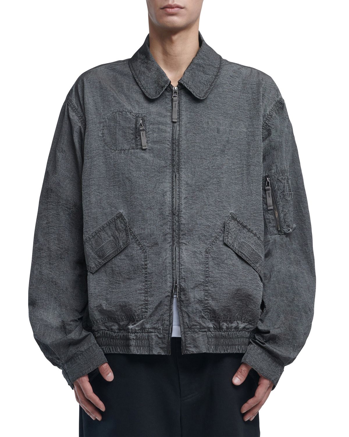 노매뉴얼(NOMANUAL) NYLON FLIGHT JACKET - CHARCOAL