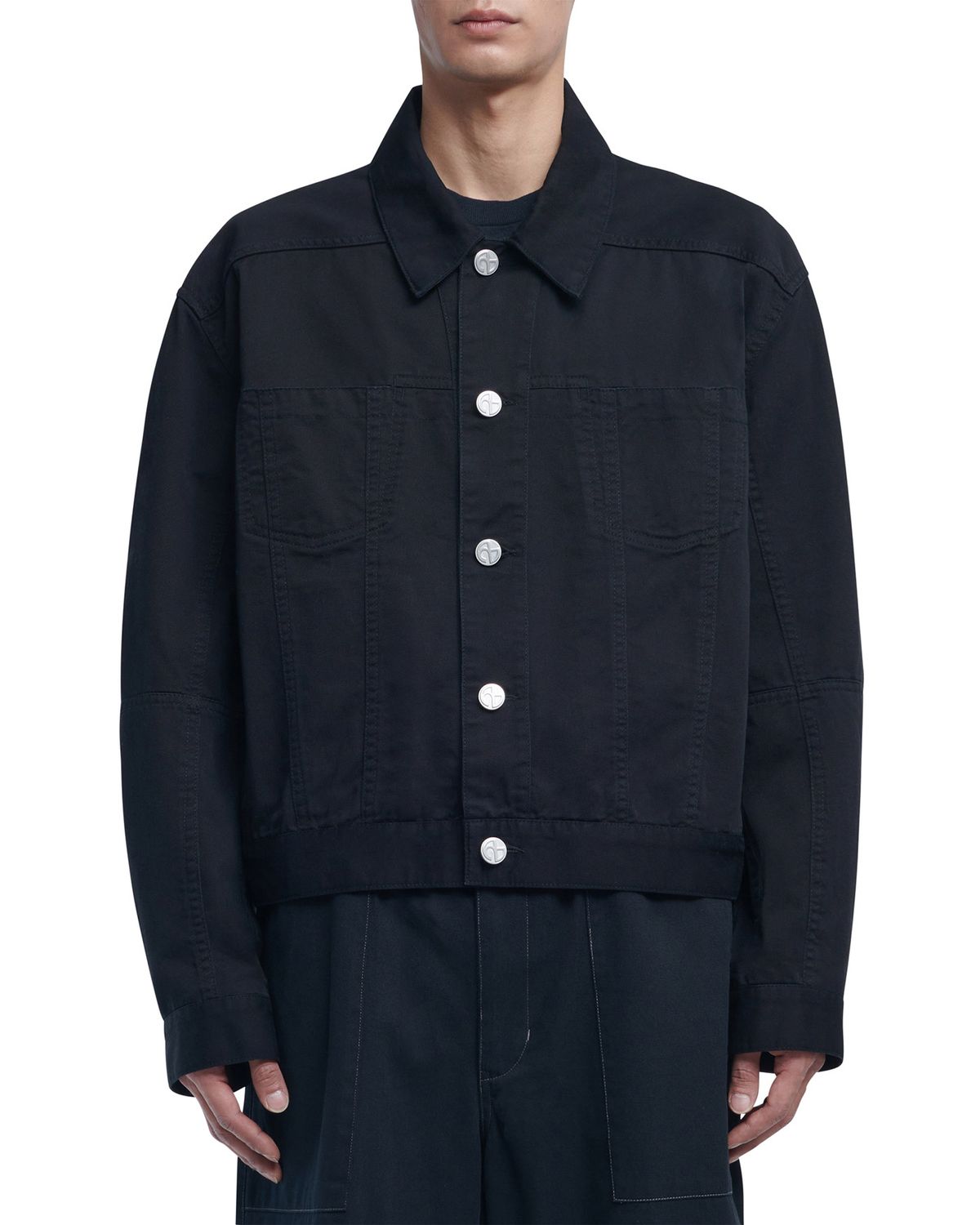 노매뉴얼(NOMANUAL) P.L STITCHED TRUCKER JACKET - BLACK