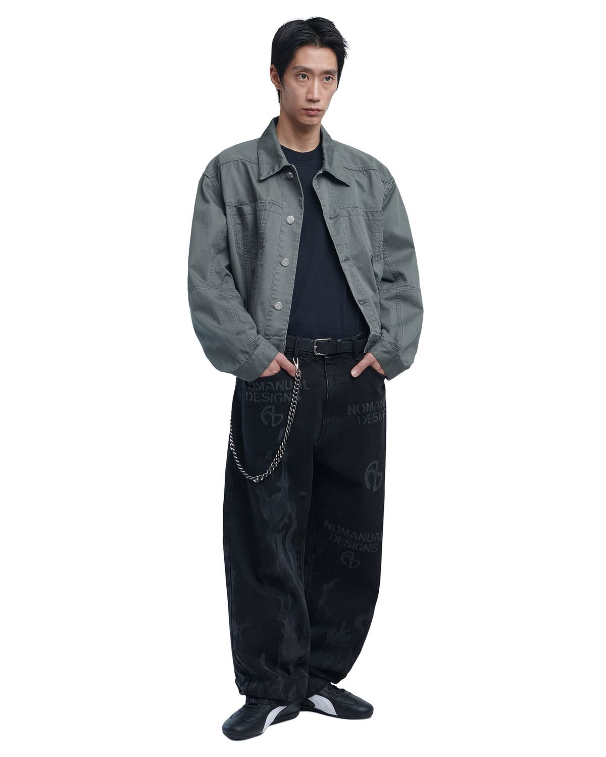 노매뉴얼(NOMANUAL) P.L STITCHED TRUCKER JACKET - KHAKI GRAY
