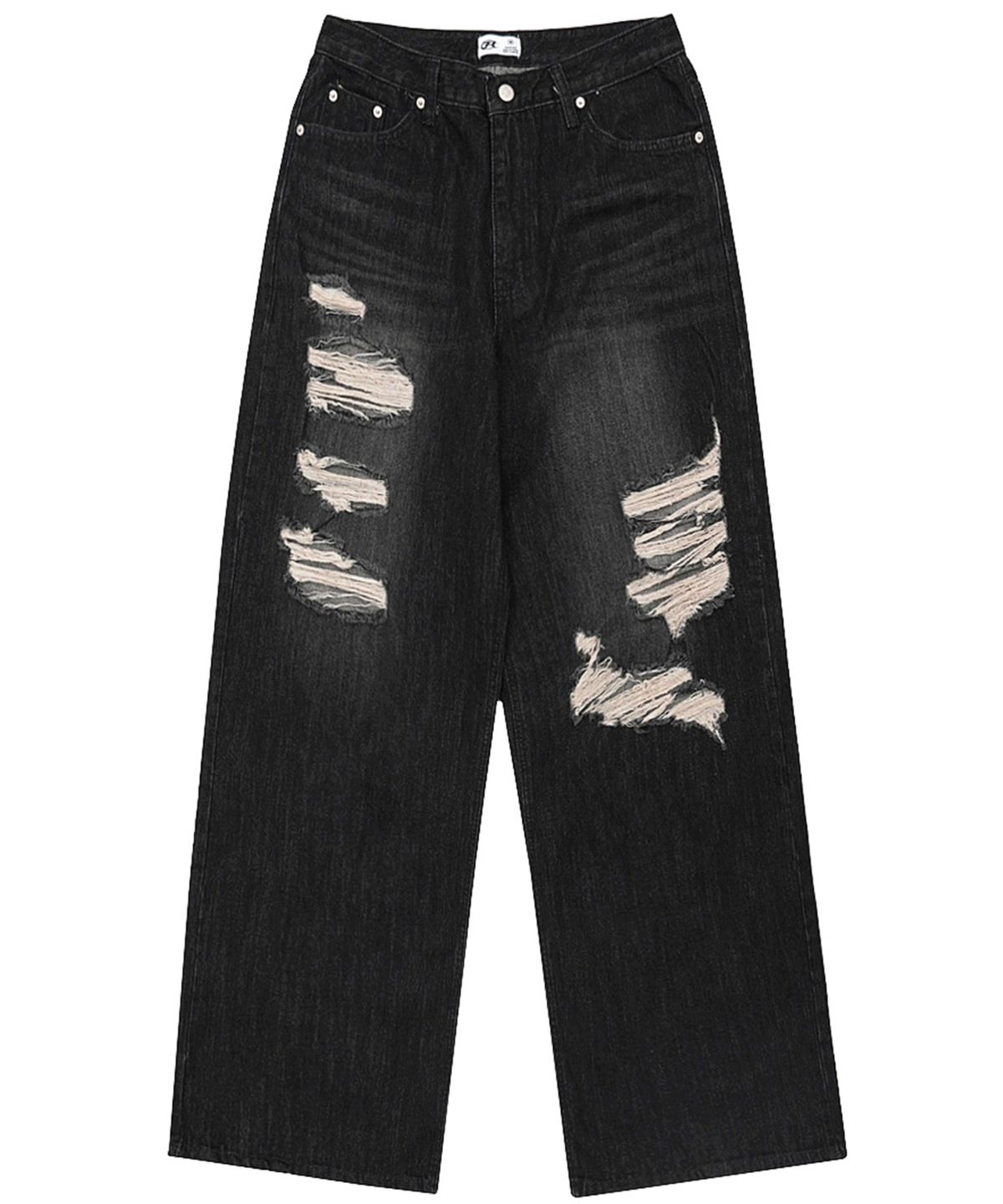 락케이크(ROCKCAKE) Faye Damage Jeans - Black