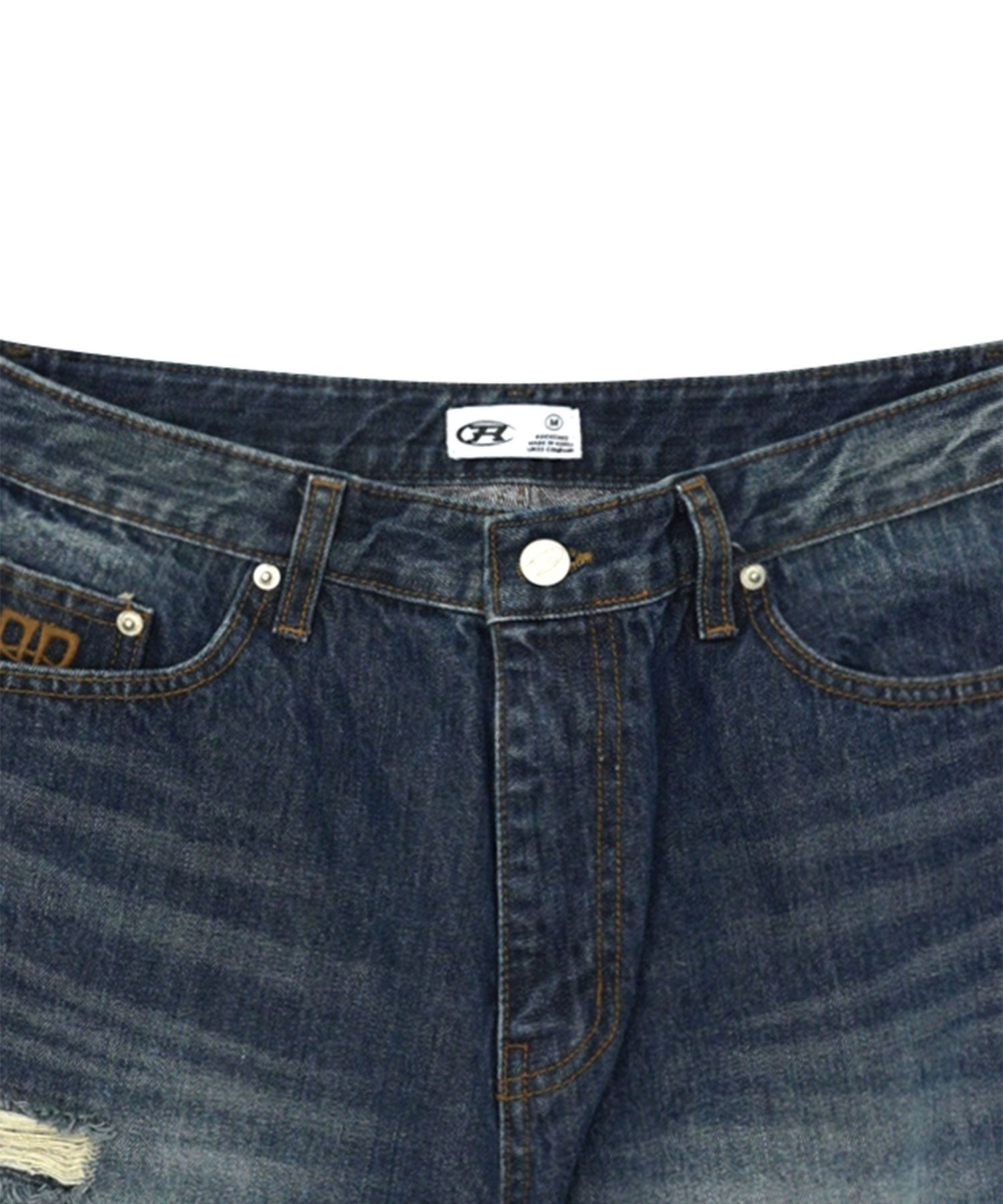 ◆ROCKCAKE◆ Faye Damage Jeans Blue MUSINSA | ROCKCAKE Faye Damage Jeans - Blue