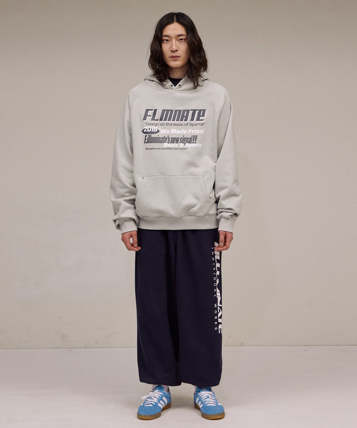 필루미네이트(FILLUMINATE) 스포츠 시그널 로고 후디-그레이