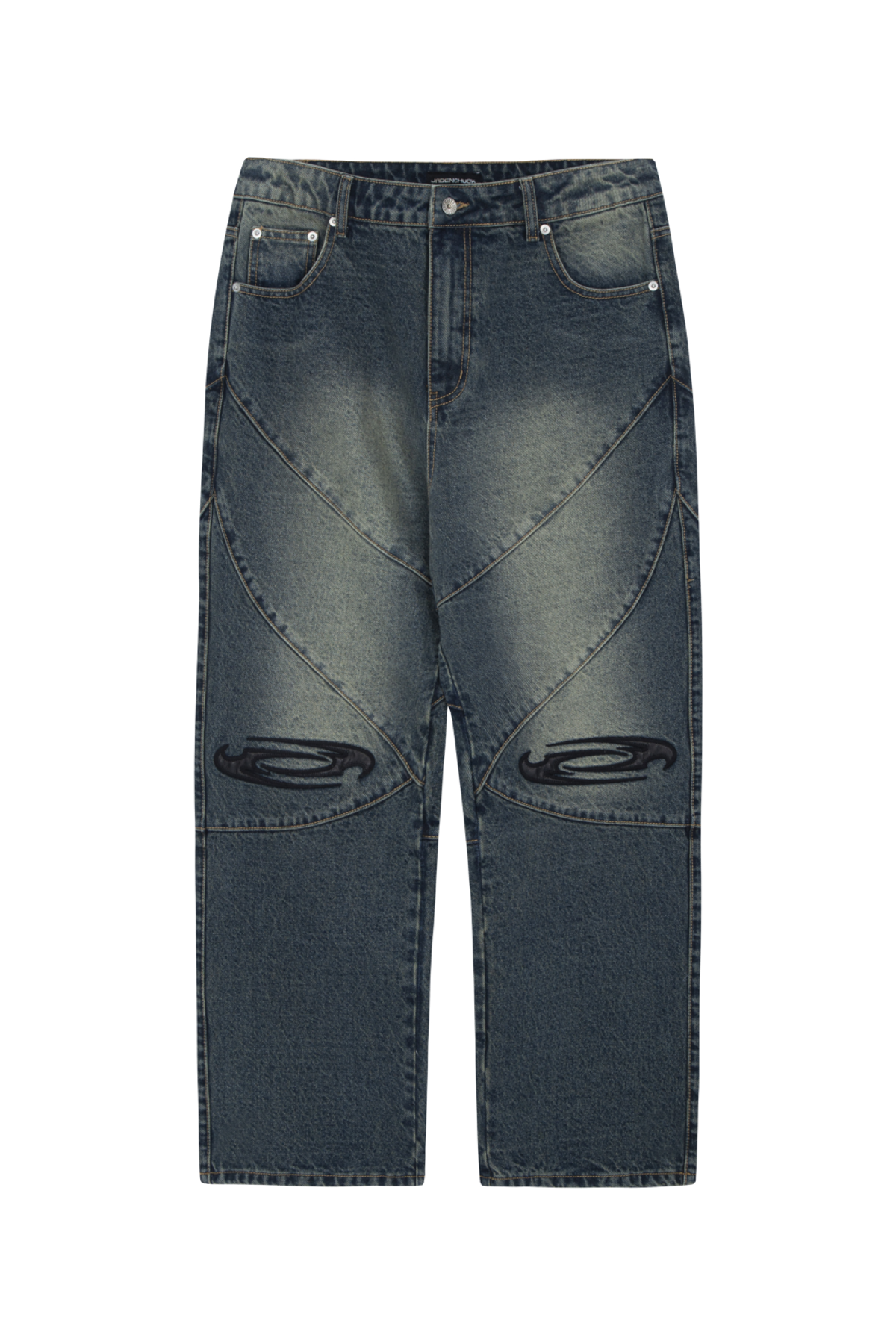 제이든척(JADENCHUCK) VINTAGE WASHED LEATHER DENIM PANTS