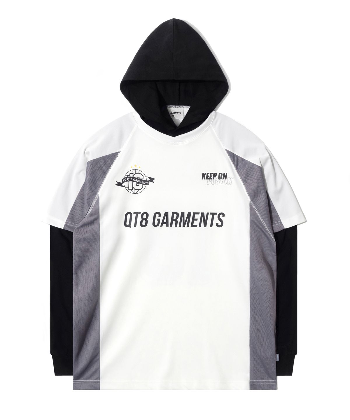큐티에잇 가먼츠(QT8 GARMENTS) OC 3R Soccer Layered Hoodie Jersey (Ivory)