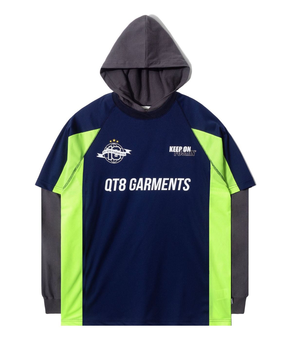 큐티에잇 가먼츠(QT8 GARMENTS) OC 3R Soccer Layered Hoodie Jersey (Navy)