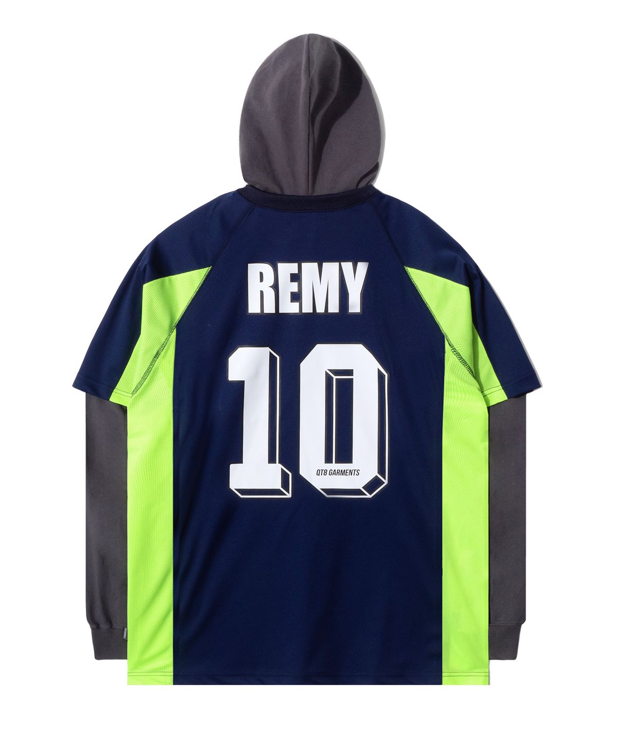 큐티에잇 가먼츠(QT8 GARMENTS) OC 3R Soccer Layered Hoodie Jersey (Navy)