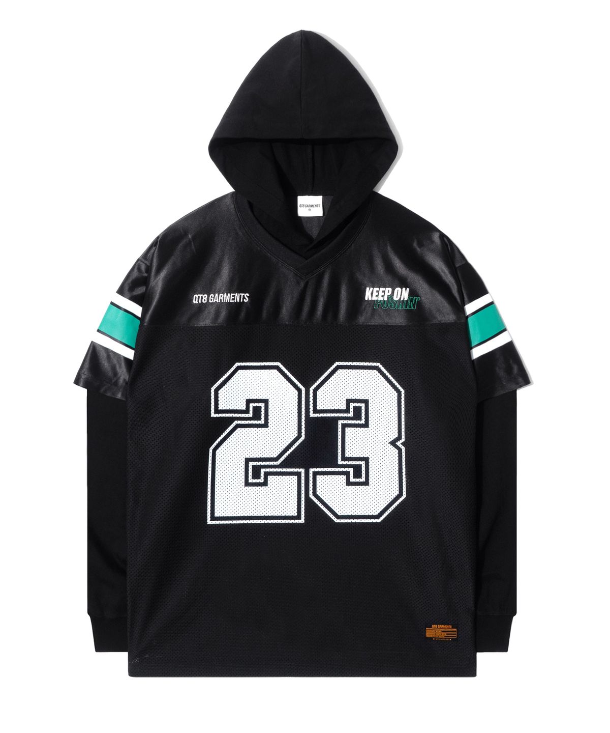 큐티에잇 가먼츠(QT8 GARMENTS) OC Football Layered Hoodie Jersey (Black)