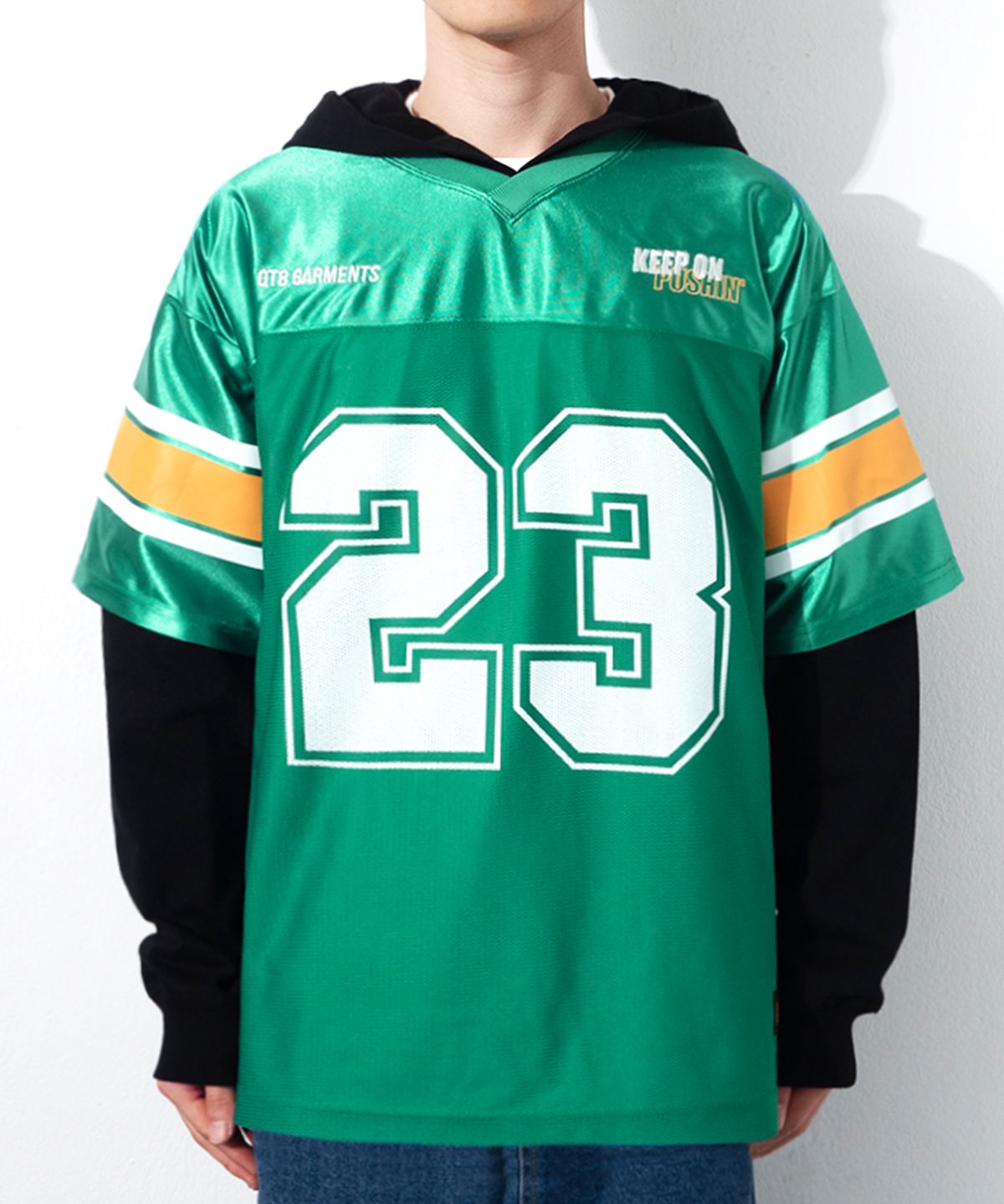 큐티에잇 가먼츠(QT8 GARMENTS) OC Football Layered Hoodie Jersey (Green)