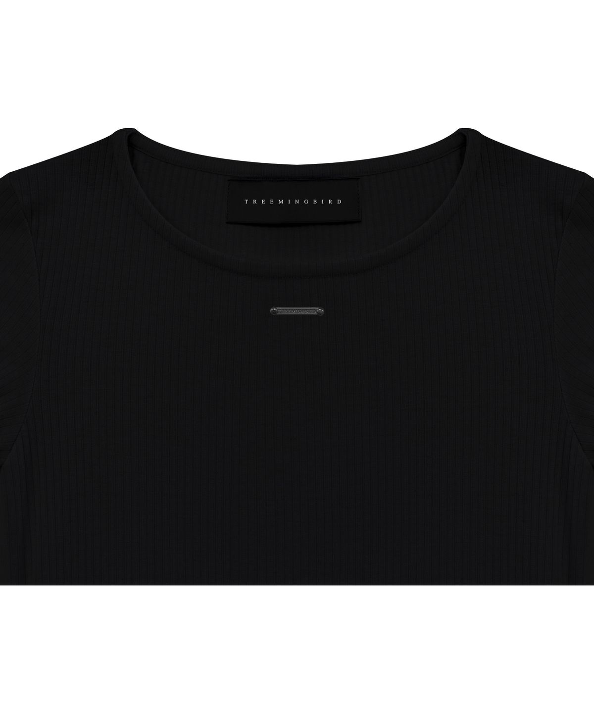 트리밍버드(TREEMINGBIRD) Boat Neck Finger Hole Long Sleeve [ Black ]