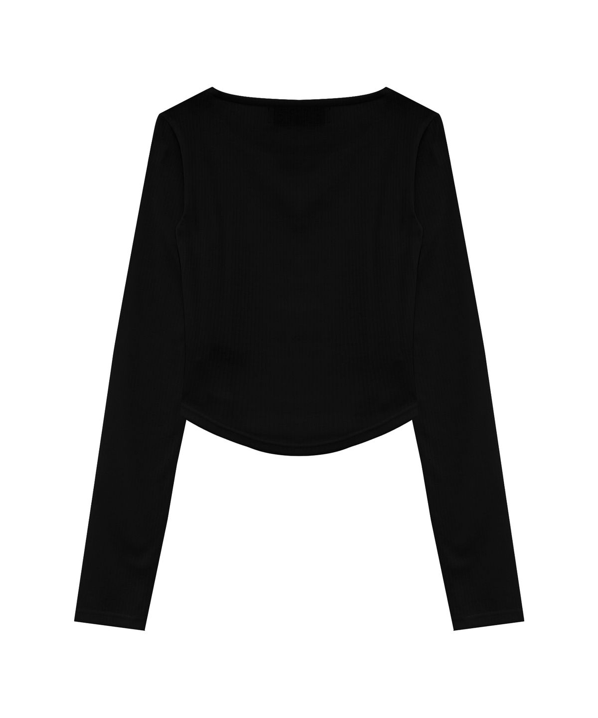 트리밍버드(TREEMINGBIRD) Boat Neck Finger Hole Long Sleeve [ Black ]