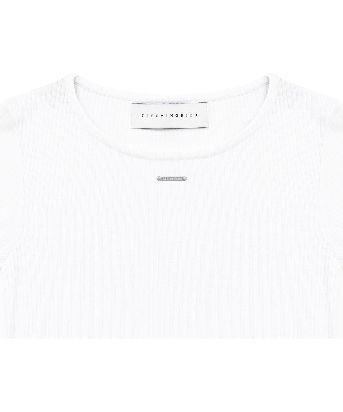 트리밍버드(TREEMINGBIRD) Boat Neck Finger Hole Long Sleeve [ White ]