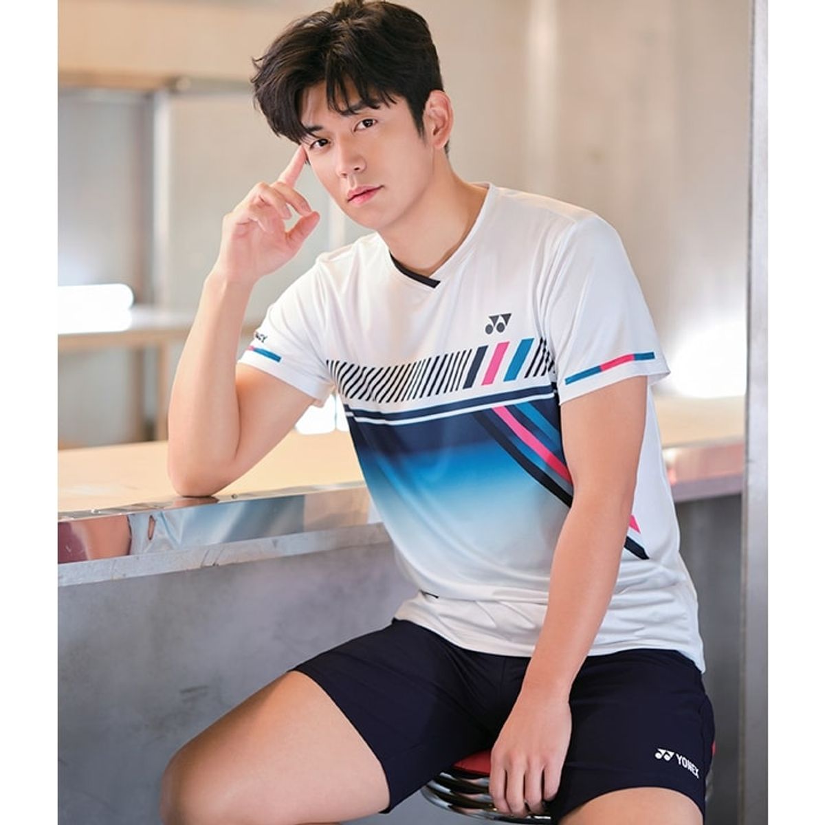 요넥스(YONEX) 241TS007M 화이트 남성용 액티브 컬러 게임웨어