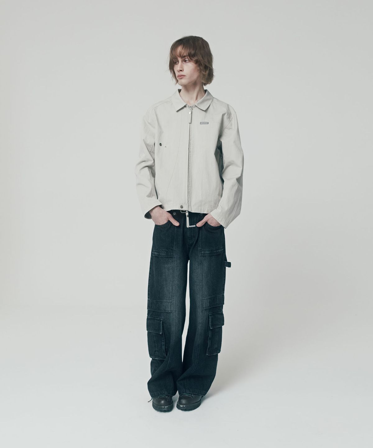 더바이닐하우스(THEVINYLHOUSE) 2WAY ZIP SINGLE JACKET GREY (VH2ESUJ242A)