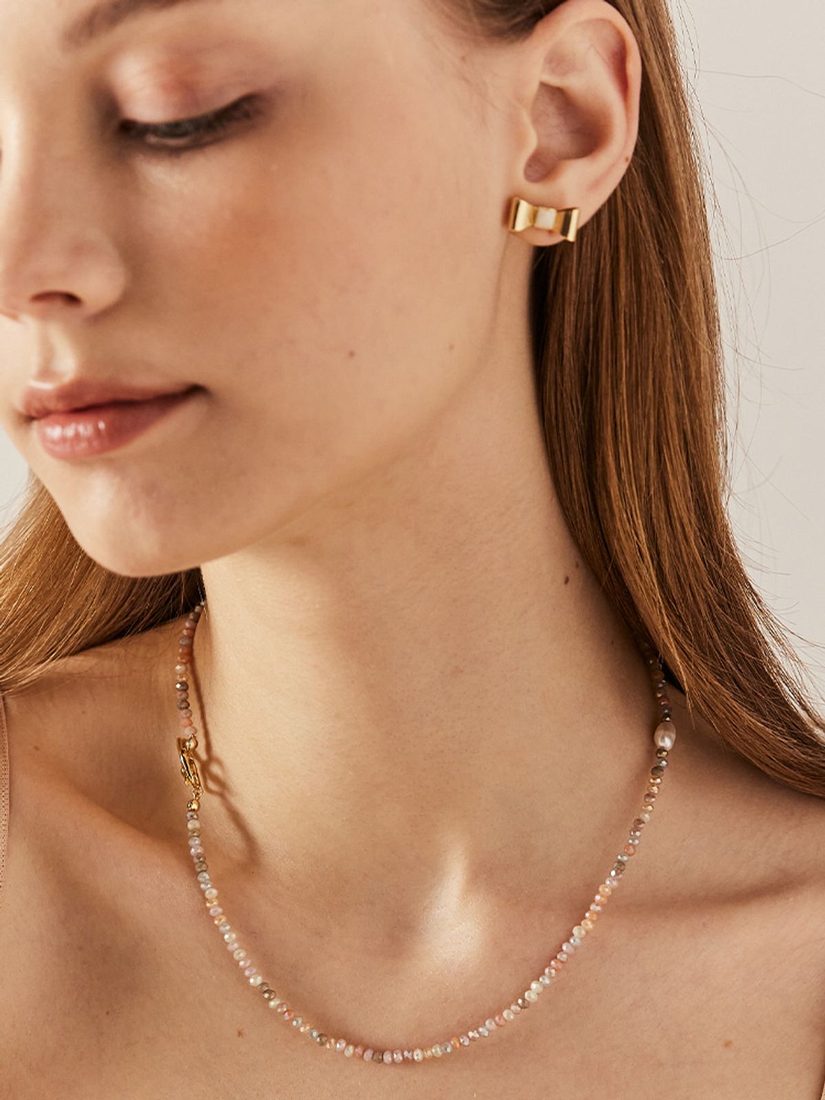 소수(SOSOO) Crystal Freshwater Pearl Necklace 크리스탈 담수 진주 목걸이