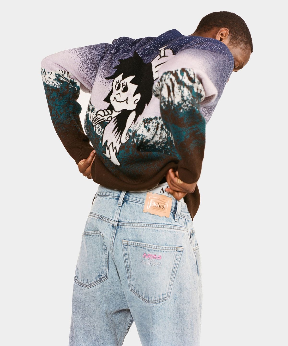 에리즈 얼라이즈(ARIES) (U) 애시드 워시 배튼 진 블루 ACID WASH BATTEN JEAN BLUE