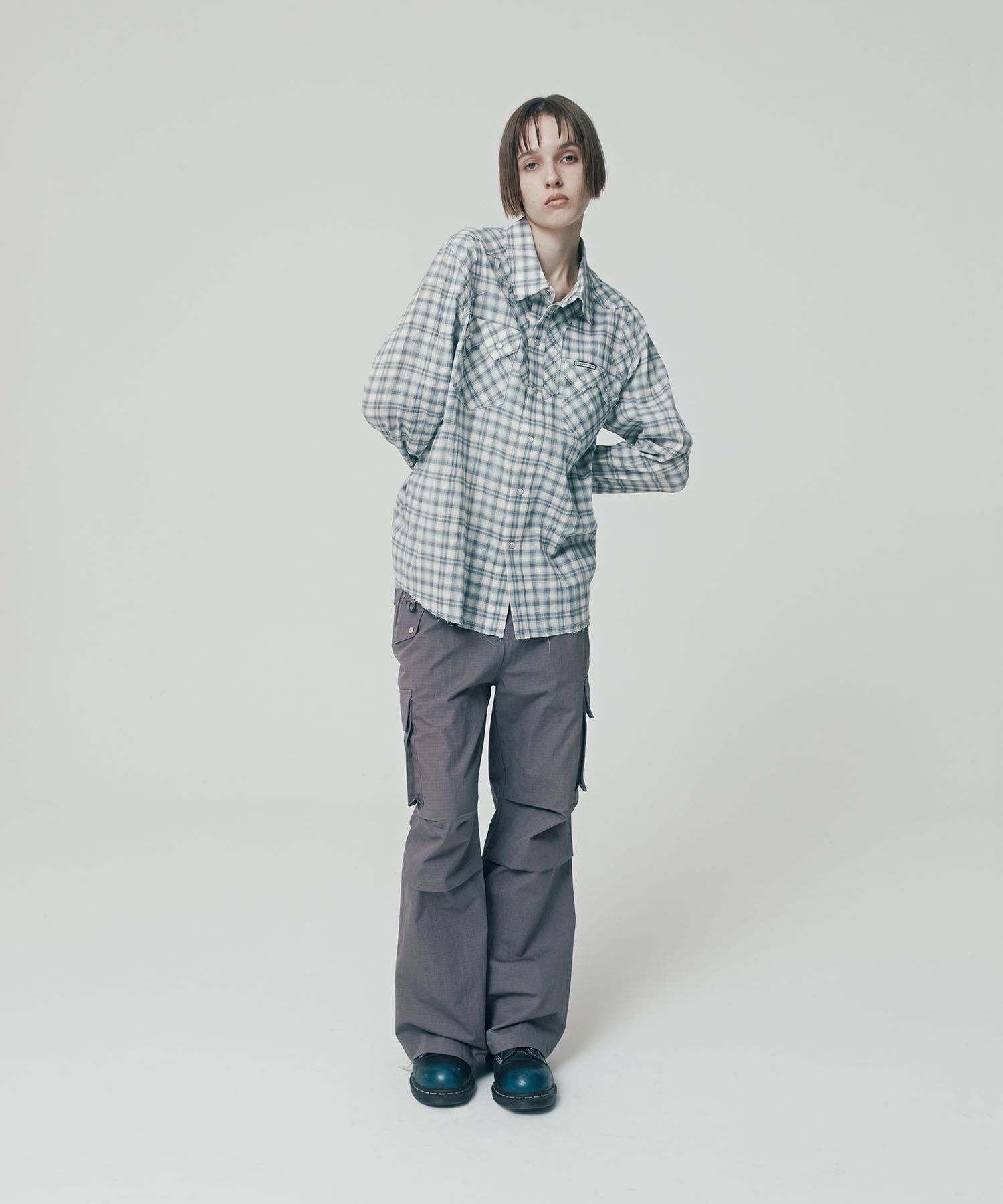 【THEVINYLHOUSE】WESTERN CHECK SHIRTS / 追跡付 MUSINSA公式 | THEVINYLHOUSE WESTERN CHECK SHIRTS GREY