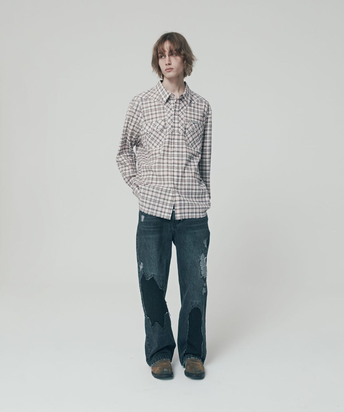 더바이닐하우스(THEVINYLHOUSE) WESTERN CHECK SHIRTS PINK (VH2ESUW321A)