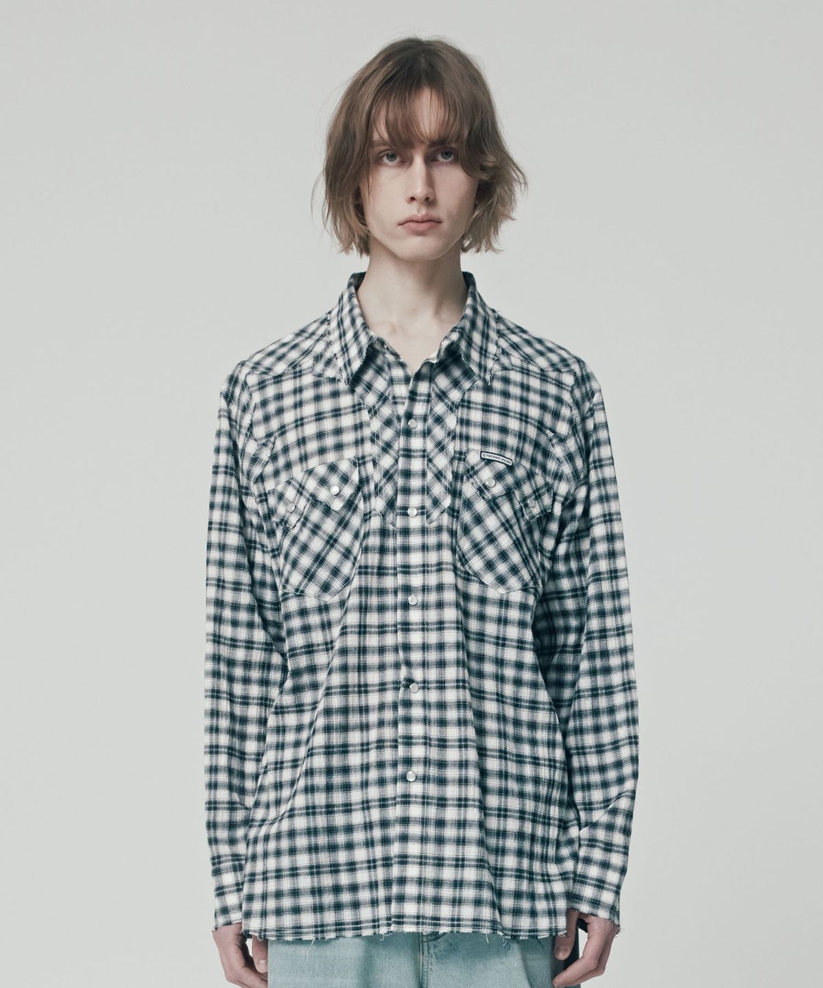더바이닐하우스(THEVINYLHOUSE) WESTERN CHECK SHIRTS BLACK (VH2ESUW321A)