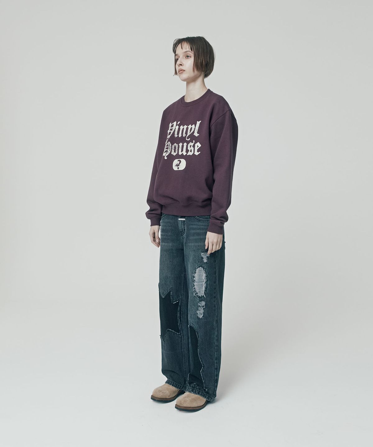 더바이닐하우스(THEVINYLHOUSE) QUESTION MARK SWEATSHIRT PURPLE (VH2ESUM440A)