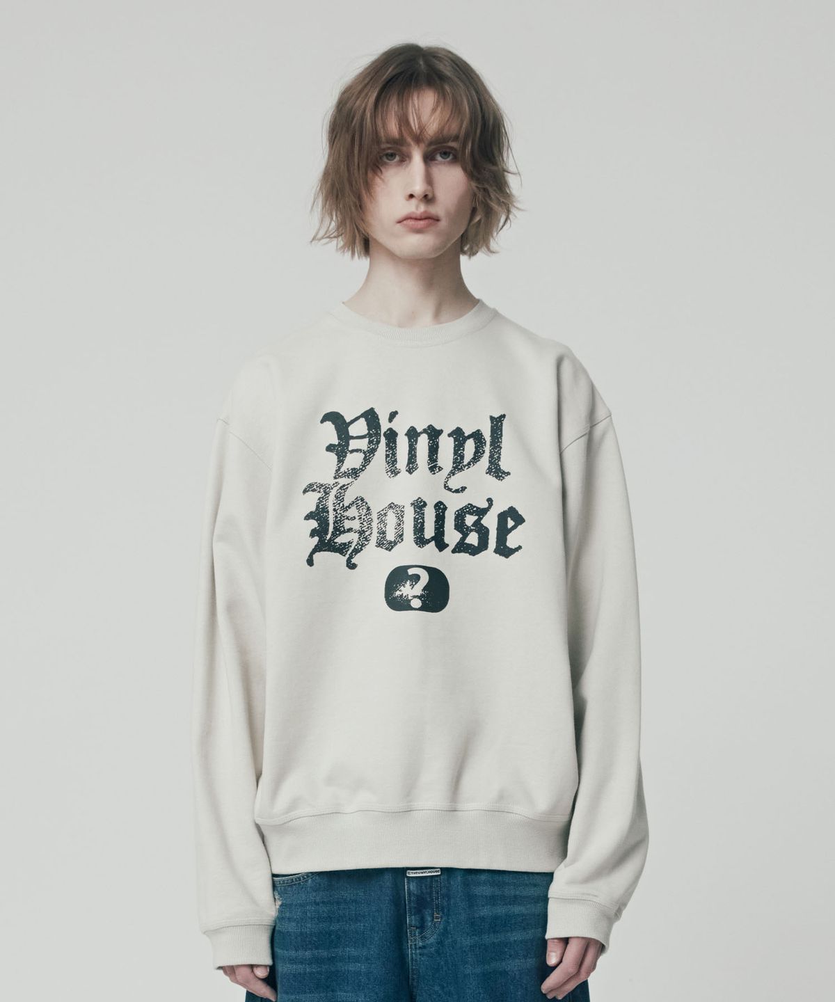 더바이닐하우스(THEVINYLHOUSE) QUESTION MARK SWEATSHIRT SAND (VH2ESUM440A)