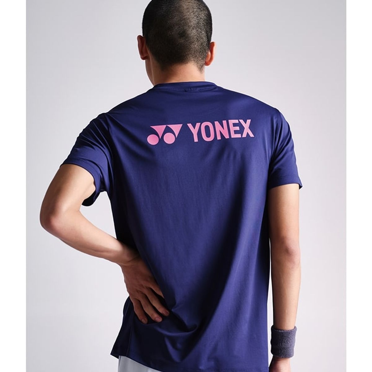 요넥스(YONEX) 249TR001M 라벤더/틸 블루/미드나이트/펄 핑크 남성용 베이직 로고 반팔 티셔츠