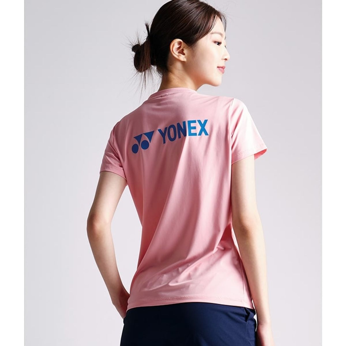 요넥스(YONEX) 249TR002F 라벤더/틸 블루/미드나이트/펄 핑크 여성용 베이직 로고 반팔 티셔츠