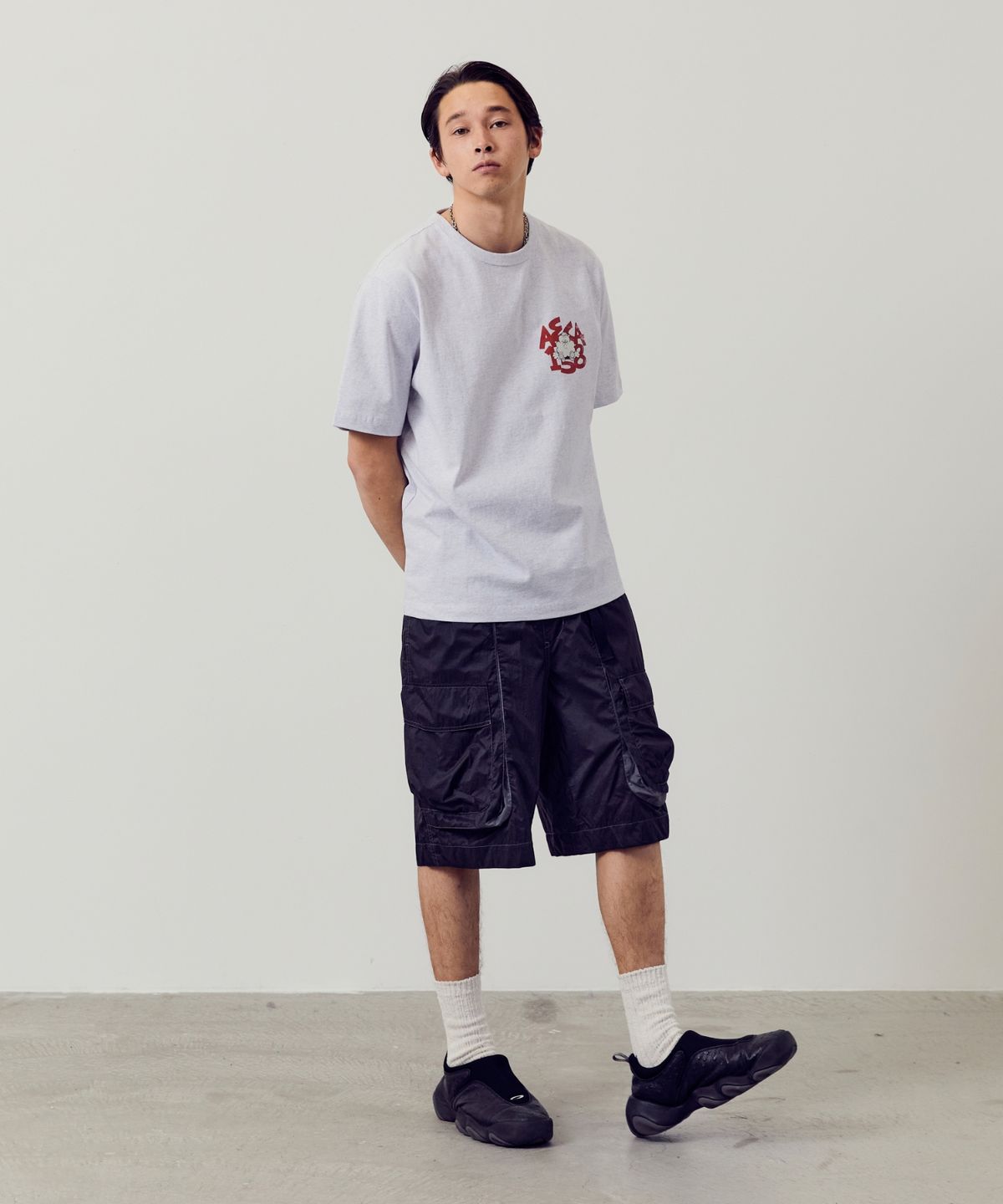 에이카화이트(AECA) BAD CLOVER BOY RECORDS HALF SLEEVE-LIGHT GREY