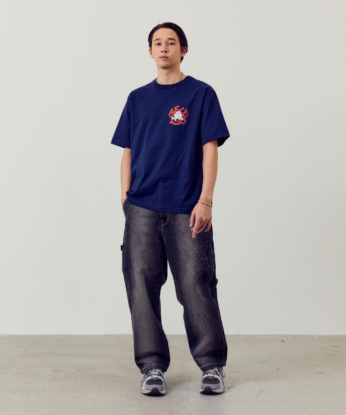 에이카화이트(AECA) BAD CLOVER BOY RECORDS HALF SLEEVE-NAVY