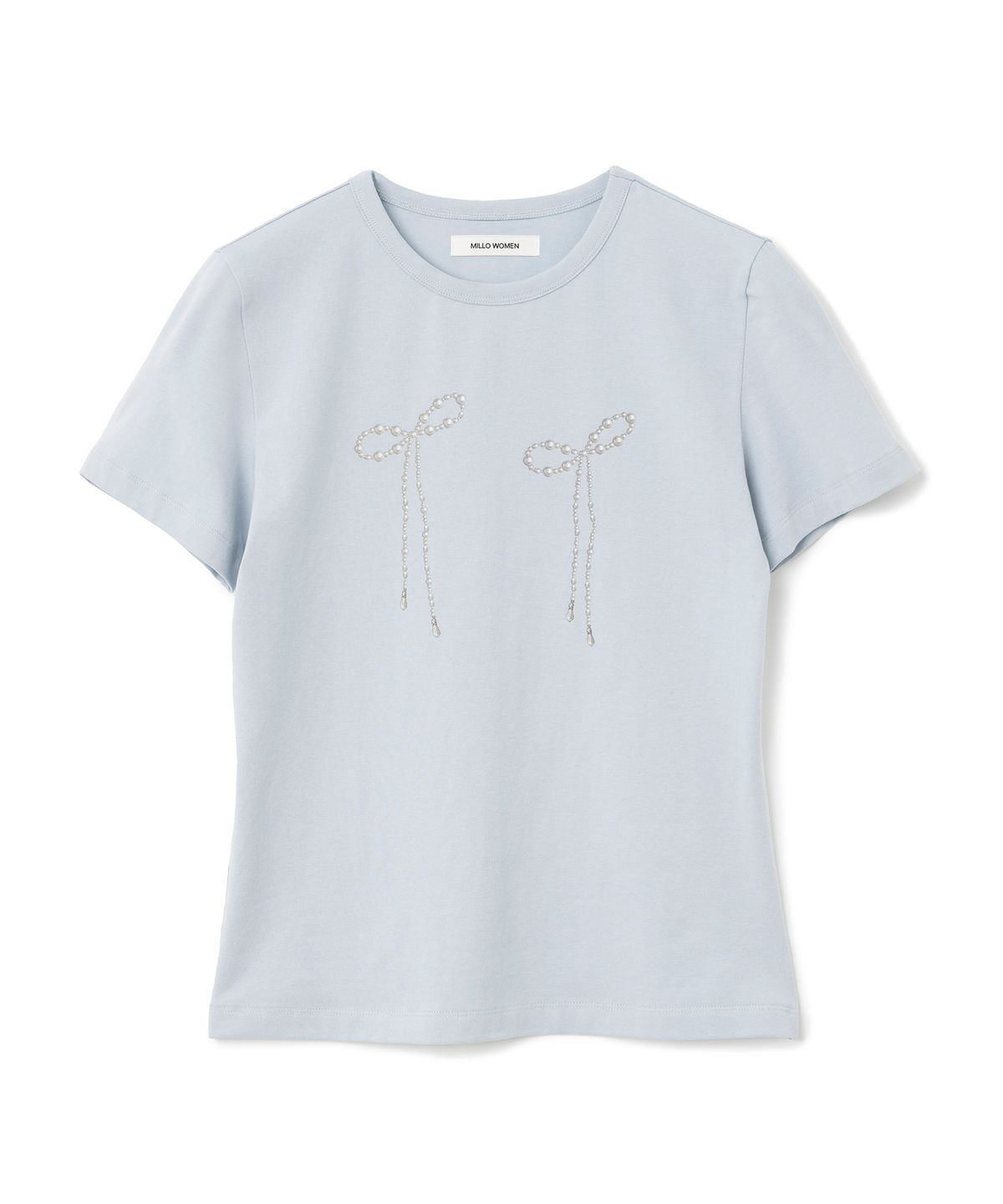 밀로 우먼(MILLO WOMEN) 펄 리본 티셔츠 [파우더 블루]