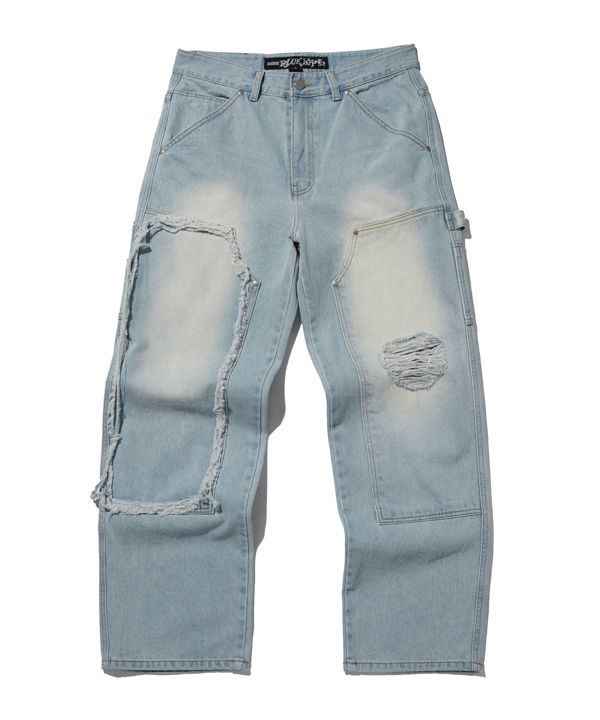 스웨이드(SUADE) DAMAGED DOUBLE KNEE PANTS [LIGHT BLUE]