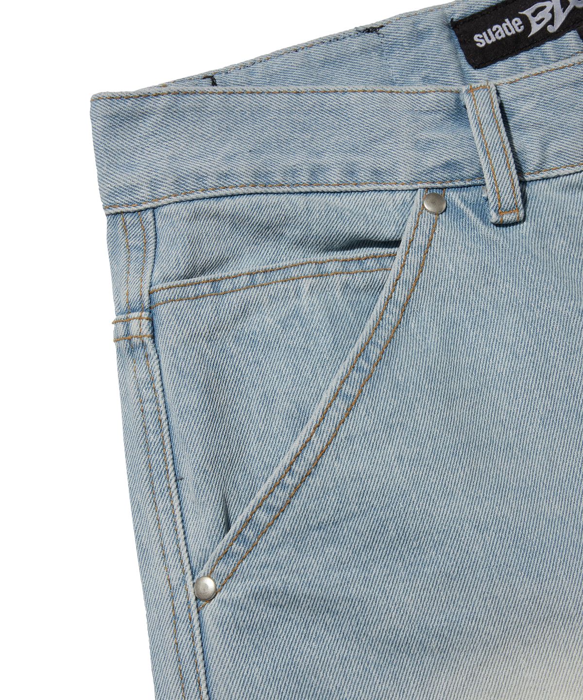 스웨이드(SUADE) DAMAGED DOUBLE KNEE PANTS [LIGHT BLUE]