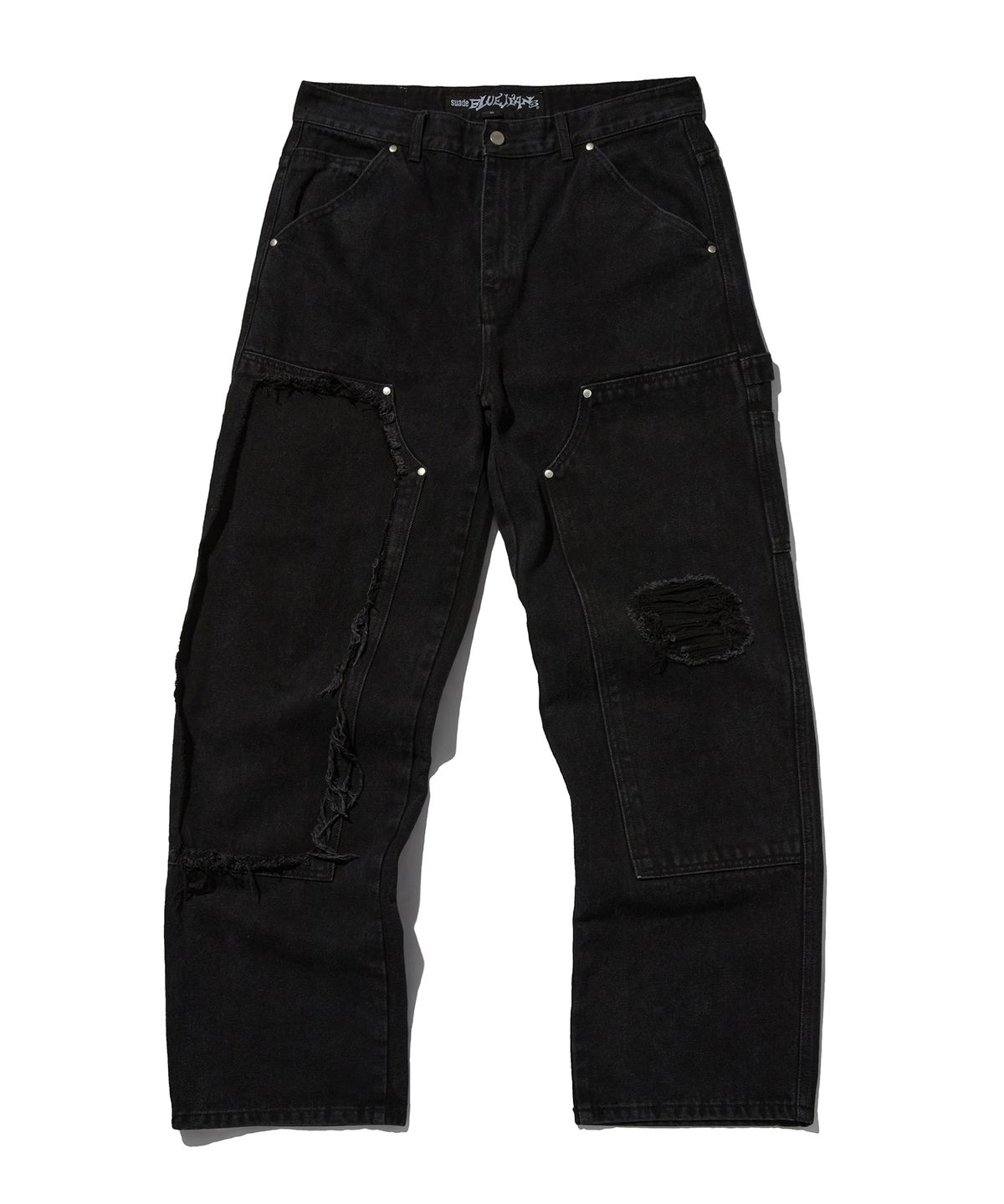 스웨이드(SUADE) DAMAGED DOUBLE KNEE PANTS [BLACK]
