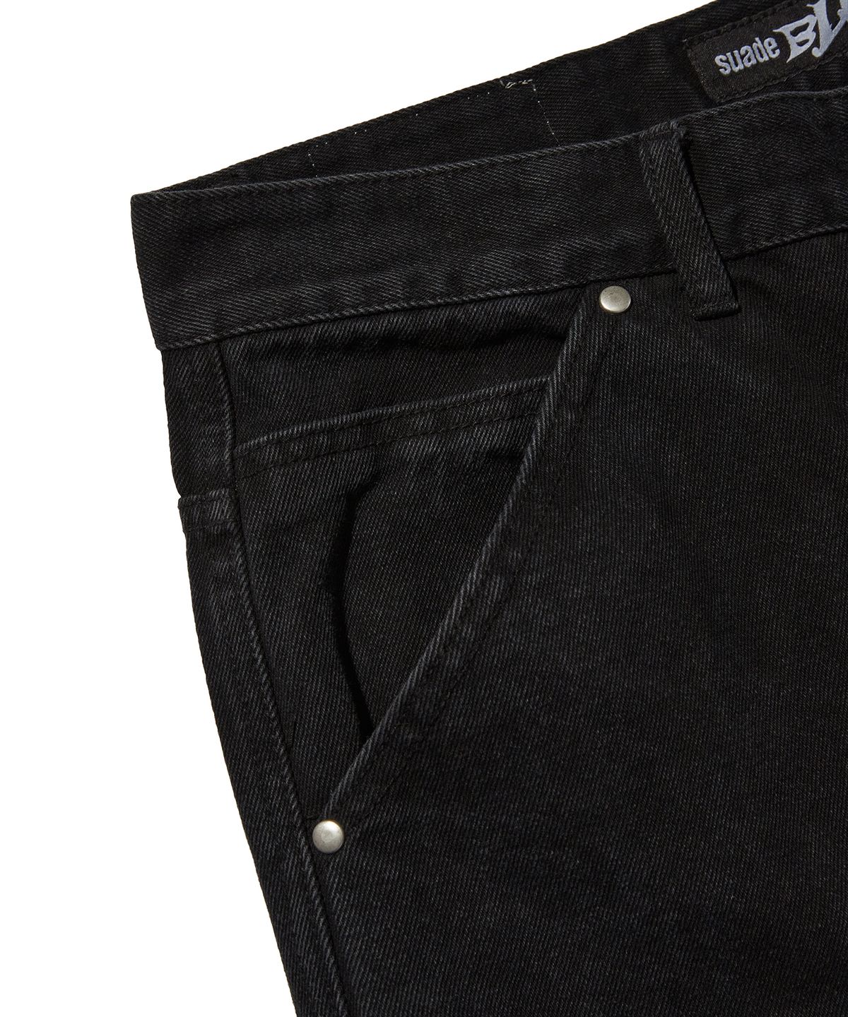 스웨이드(SUADE) DAMAGED DOUBLE KNEE PANTS [BLACK]