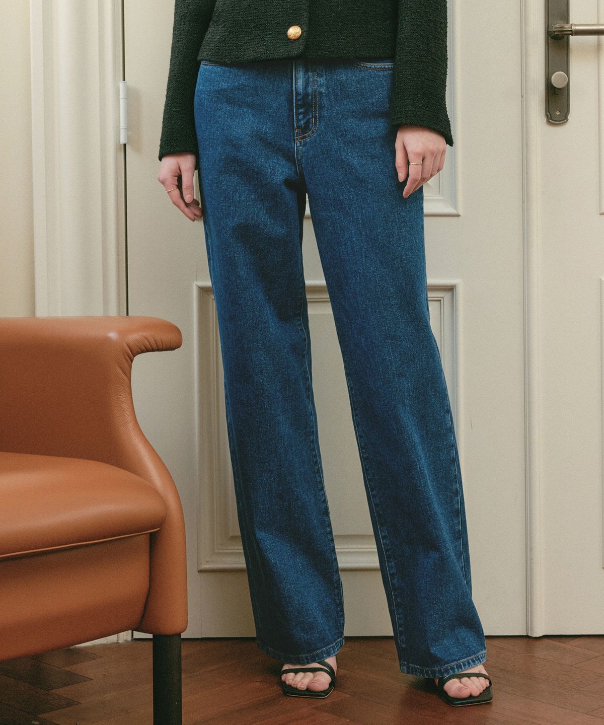 룩캐스트(LOOKAST) 아델 데님 와이드 팬츠_블루 / ADELE DENIM WIDE PANTS_BLUE