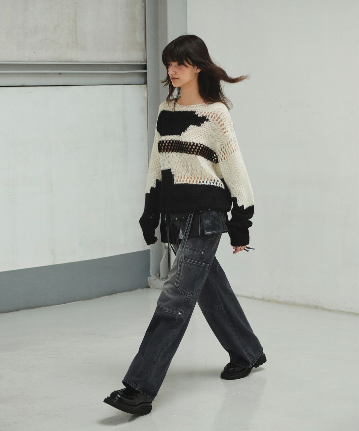 다이애그널(DIAGONAL) LOOSE COLOR MIX KNIT (black)