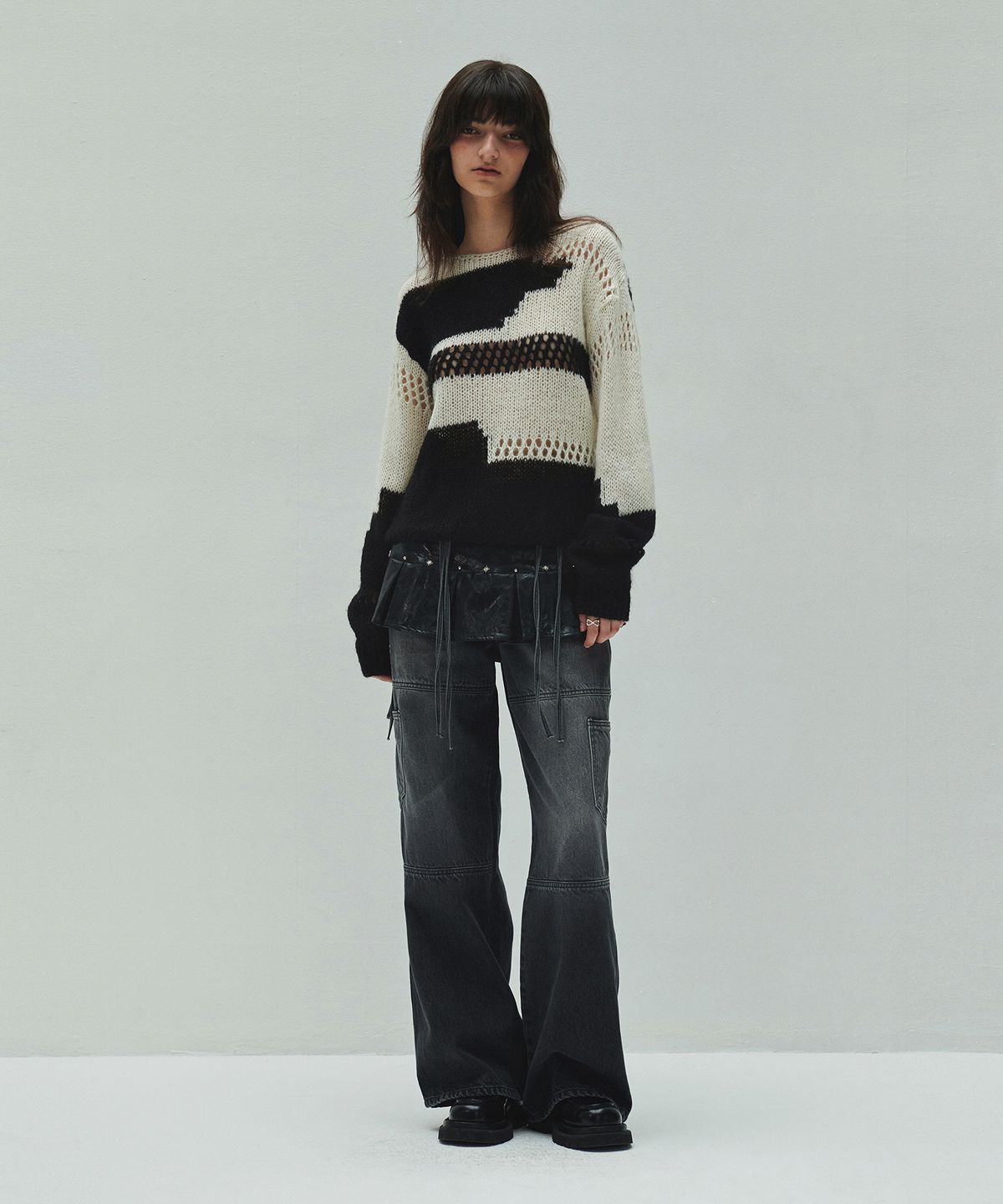 다이애그널(DIAGONAL) LOOSE COLOR MIX KNIT (black)
