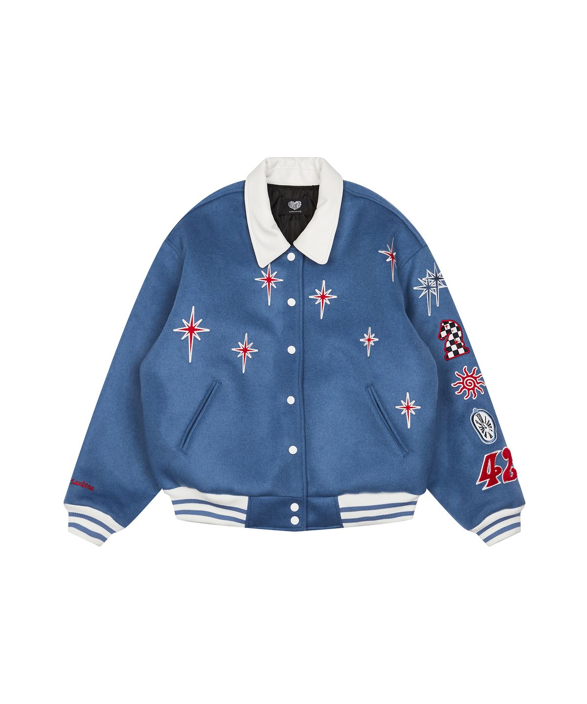 러브이즈트루(LUVISTRUE) NM SPARKLE VARSITY JACKET(BLUE)