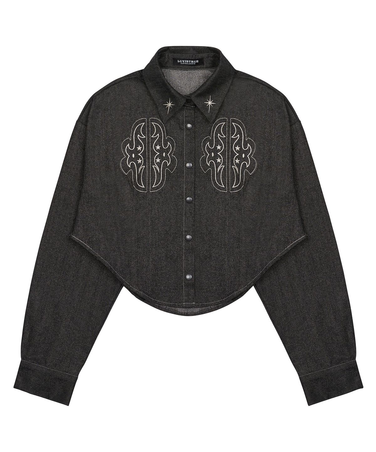 러브이즈트루(LUVISTRUE) NM DENIM CROP SHIRT(BLACK)