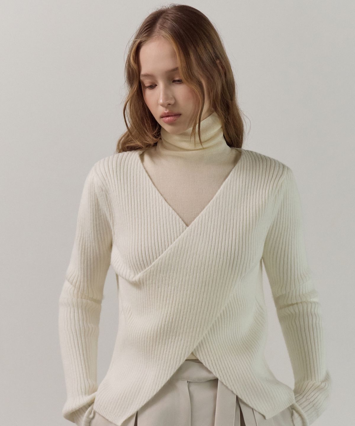 엘리오티(ELLIOTI) Wrap Layered Knit Ts_3Color