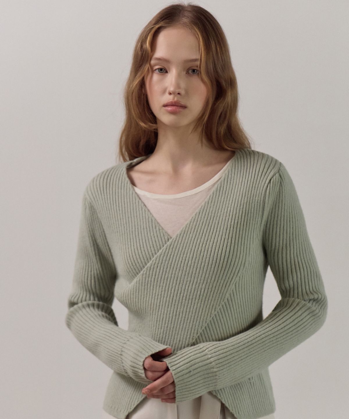 엘리오티(ELLIOTI) Wrap Layered Knit Ts_3Color