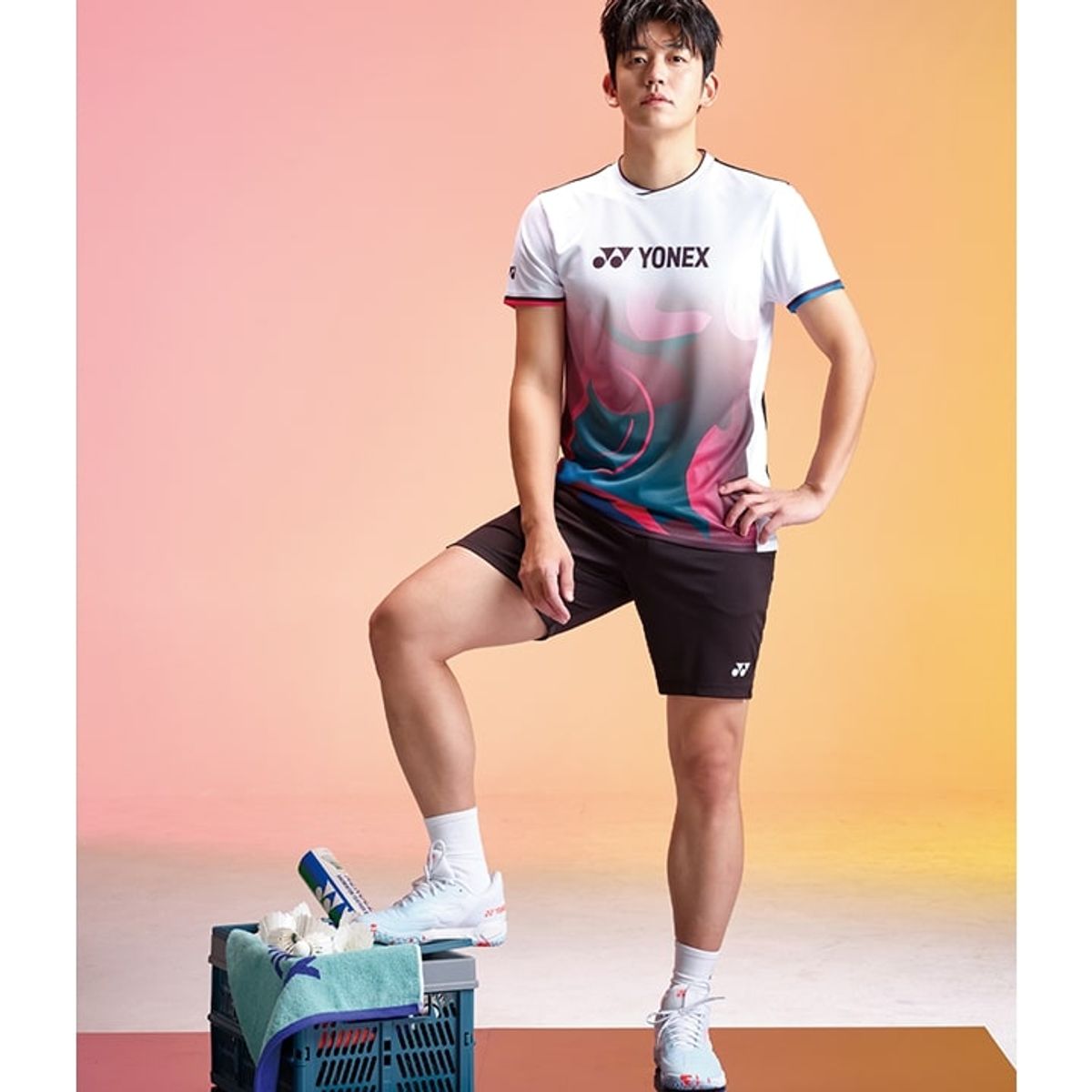 요넥스(YONEX) 241PH001M 블랙/화이트/미드나이트 남성용 하단 트임 4부 반바지