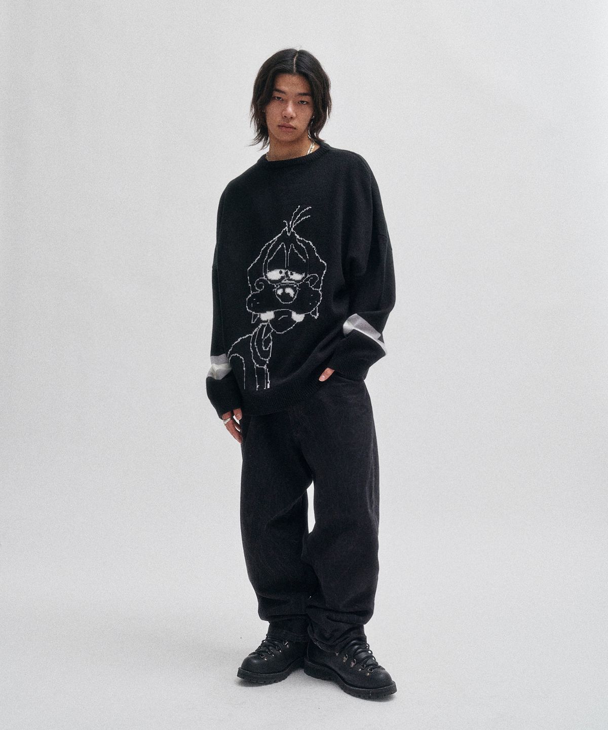 리트리버클럽(RETRIEVER CLUB) SLEEPING DOG KNIT [BLACK]