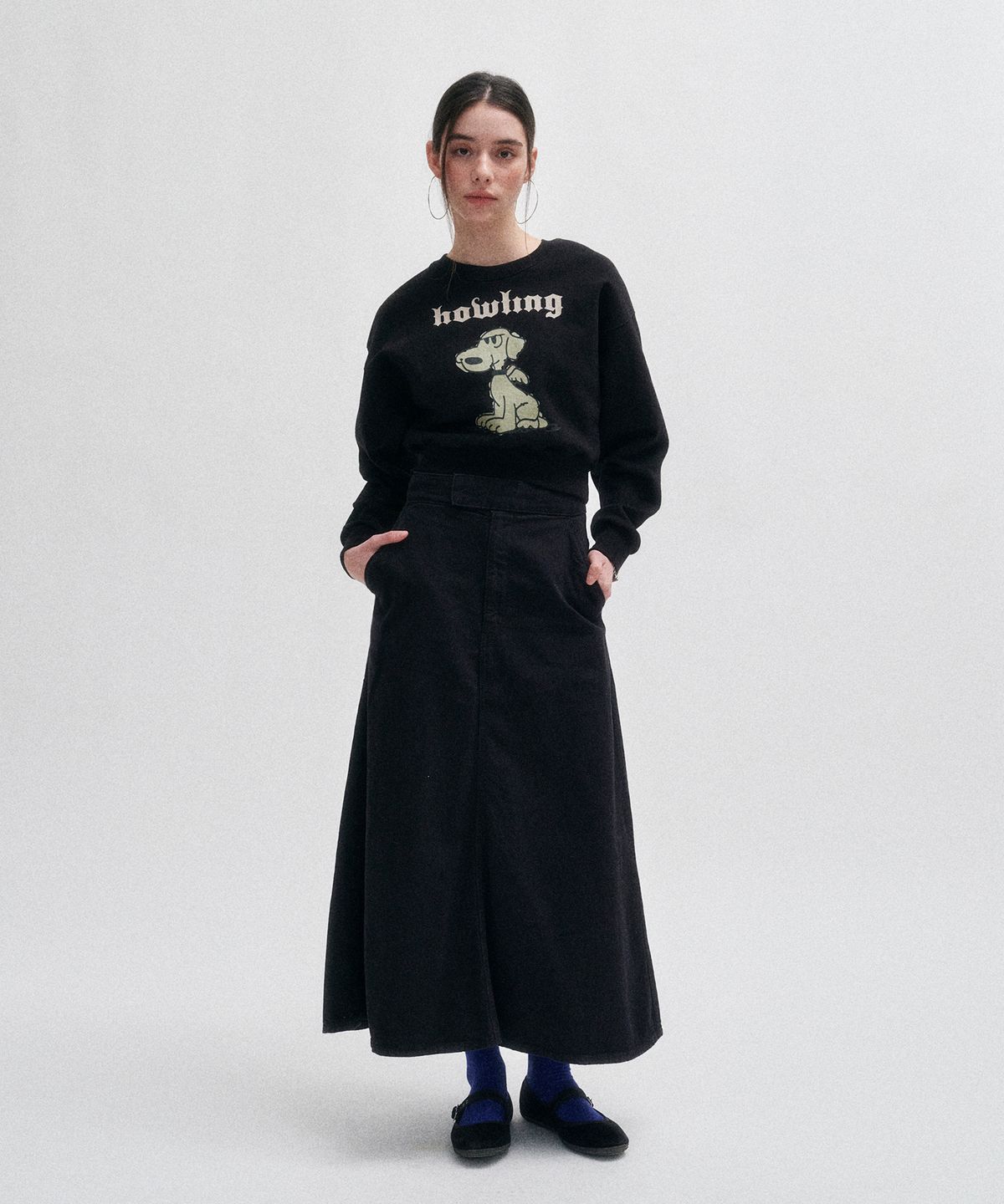 리트리버클럽(RETRIEVER CLUB) ANGEL PUPPY CROP CREWNECK [BLACK]