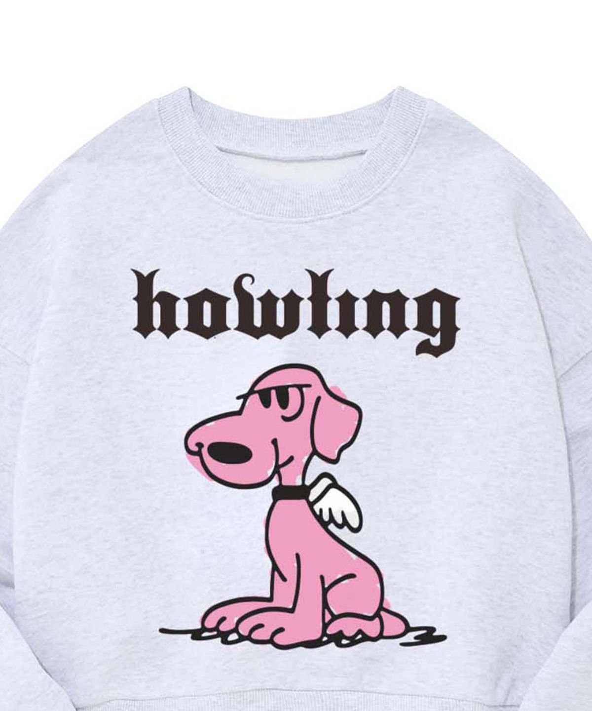 리트리버클럽(RETRIEVER CLUB) ANGEL PUPPY CROP CREWNECK [MELANGE GRAY]